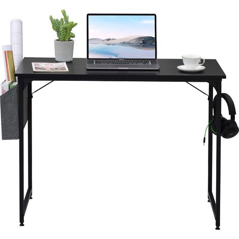 Writing desk for small spaces, home office, workstation (black) (1/5)