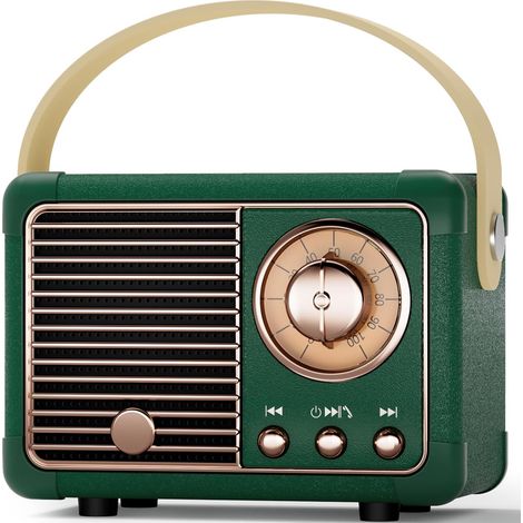 Altoparlante Bluetooth, mini altoparlante portatile retrò, radio a scheda, computer wireless, regalo intelligente (verde)