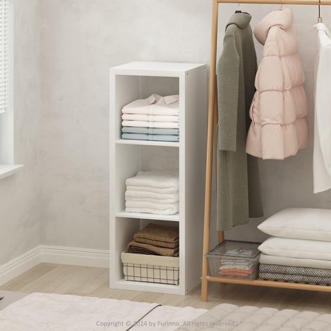 Organiseur de Placard 3 Cubes, étagère Ouverte, Cadre Extra épais pour penderie, Chambre, Salon, Blanc (1/5)