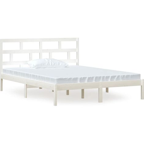 Maison Exclusive - Estructura de cama de madera maciza blanco 150 (1/5)