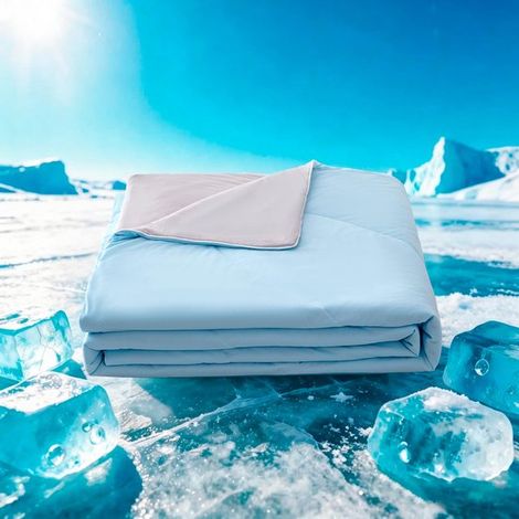 Couverture rafraîchissante bleu clair 150 x 200 cm – Couverture rafraîchissante d'été idéale pour les personnes qui ont chaud et souffrent de sueurs nocturnes – Couverture rafraîchissante respirante e (1/5)