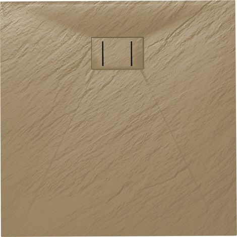 Idralite – Receveur de douche carré 80x80 cm en acrylique effet pierre – Extraflat 2,6 cm – Bonde incluse – Installation au ras du sol ou en applique