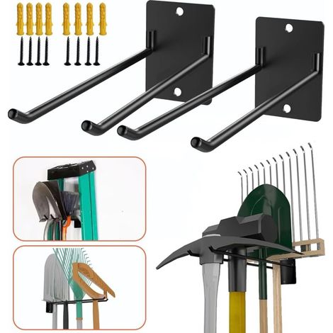 Set of 2 Heavy-Duty 30cm Garage Hooks, Wall Hooks for Folding Chairs, Strollers, Ladders, Garden Tools, Hoses – Garage Storage Solution (2) (1/5)