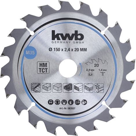 Hoja de sierra circular kwb 583557 carburo de tungsteno 150 mm (1/4)