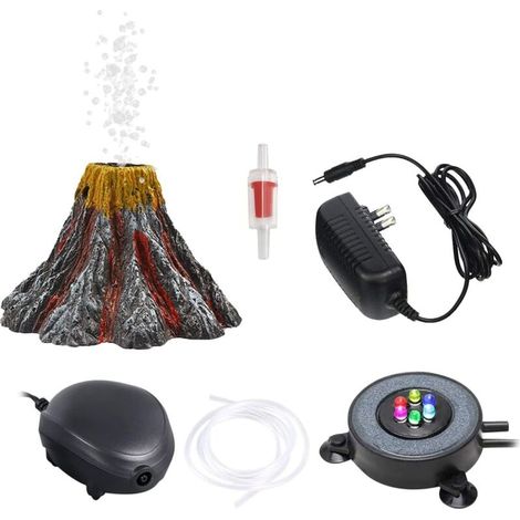 Aquarium Volcano Decoration Kit avec Pompe à Air, coloré LED lumière air Pierre Bulle décoration Aquarium Aquarium décoration Aquarium Aquarium (1/4)