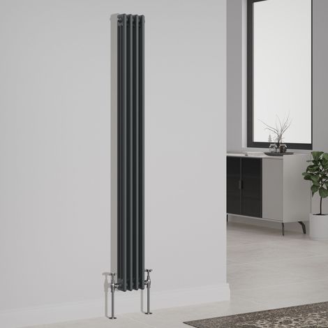 Traditional Cast Iron Style Radiator 1800x202mm Vertical 3 Column Anthracite (1/5)