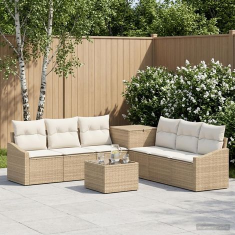 vidaXL Juego de Sofá 8 uds. Beige y blanco crema (1/5)