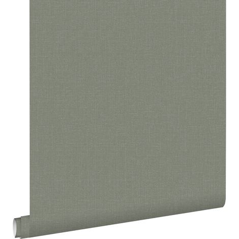 papier peint effet lin vert olive grisé - ESTAhome (1/5)