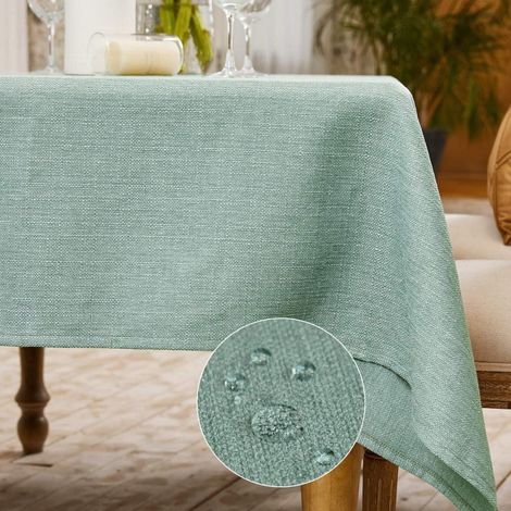 Nappe lavable 120x120 cm vert clair aspect lin imperméable