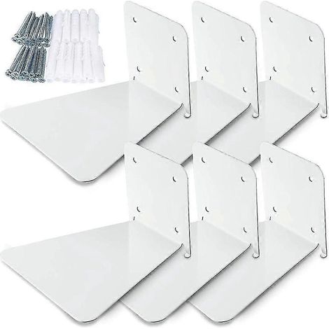 Invisible floating shelves, floating bookshelves, perforated wall-mounted shelves, available in white.