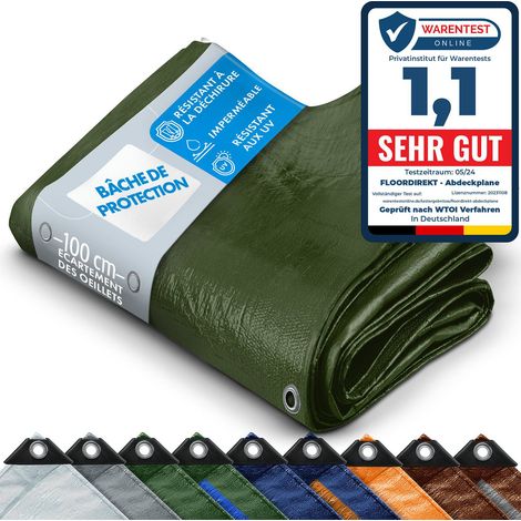 Bâche de protection imperméable multifonctionnelle 140 g/m² Vert 1,5 x 6 m