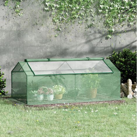 Mini serre de jardin tunnel 180x90x70 cm verte OKMYHOME (1/4)