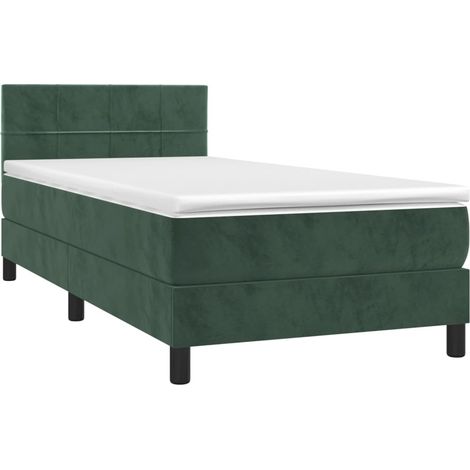 vidaXL Giroletto a Molle con Materasso Verde Scuro 80x200 cm Velluto