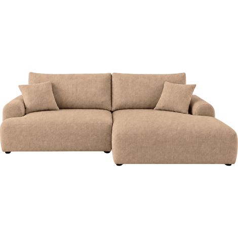 ELIAS - Canapé d'angle convertible tissu chenille 3 places Café Gauche (1/5)