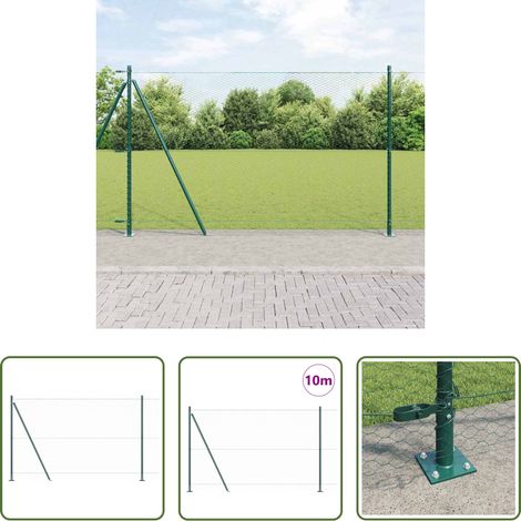 vidaXL Sécurité extérieure -  Poteau de clôture. Vert 10 x 1,6 m (maillage de 25 mm) (1/5)