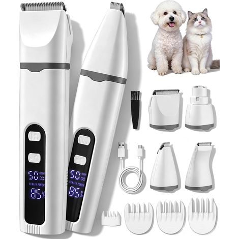 4 en 1 Tondeuse pour Chien Chat Kit avec Écran LCD, Silencieuse (1/5)