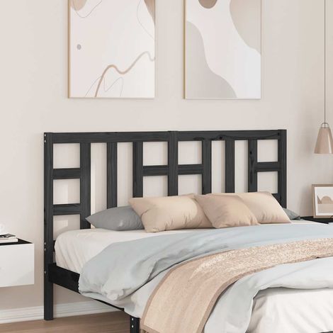 Cabecero de cama madera maciza de pino negro 146x4x100 cm