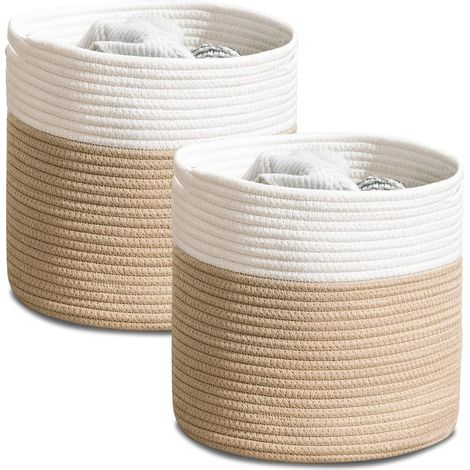 Lot de 2 paniers en coton tressé pour chambre (1/5)