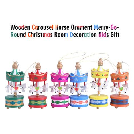 Carrousel en bois en forme de cheval, décoration de Noël pour chambre d'enfant, cadeau idéal pour les enfants (1/5)