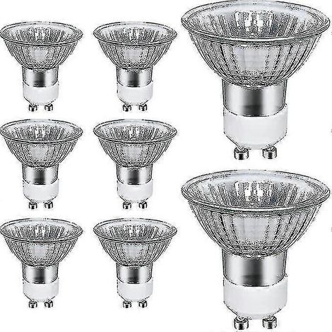 Ampoules halogènes GU10 50 W, lot de 8, blanc chaud 3000 K, 700 lumens, 220-240 V CA (1/3)