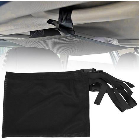 Filet de rangement pour plafond de voiture - Sangle en polyester noir avec poignée et fixation