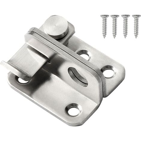 Sliding Door Lock, Hook Lock, Buckle, Anti-Theft, Stainless Steel, Matte Black Finish, Silver MUMU (1/4)