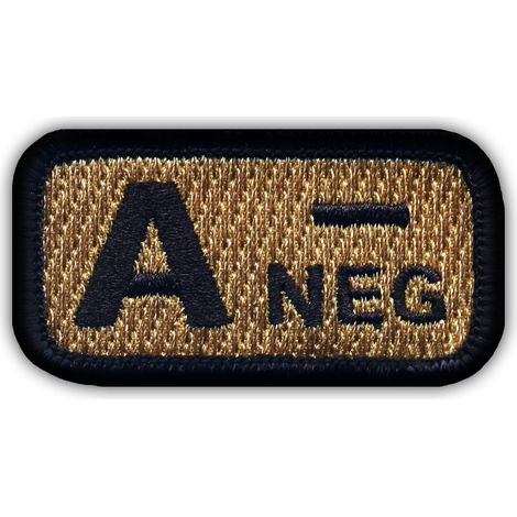 Patchion Blutgruppe A „neg“ Coyote-Tan – Aufnäher/Abzeichen/Emblem zum Aufnähen
