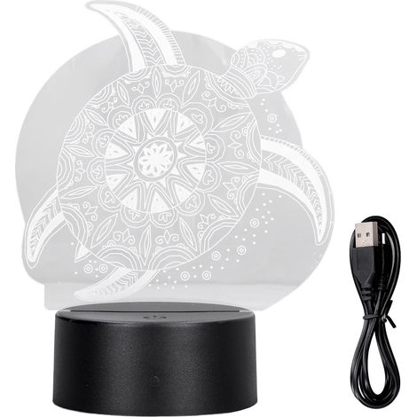 Veilleuse LED 3D Tortue de Mer, 7 Couleurs Touchantes, Alimentation USB, Lampe de chevet en acrylique, Cadeau pour enfants