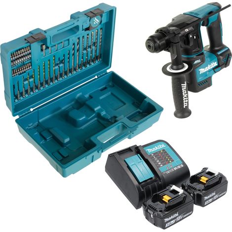 Makita DHR 171 SFX3 Akku Bohrhammer 18 V 1,2 J SDS-Plus Brushless + 2x Akku 3,0 Ah + Ladegerät + 65 tlg. Zubehör Set + Koffer (1/5)