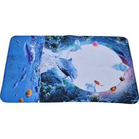 Tapis de sol en flanelle pour la maison, tapis de couloir antidérapant pour salle de bain et cuisine, tapis imprimé (1/5)