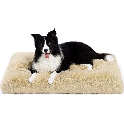 Lit chien grand matelas lavable peluche fond antidérapant anti-anxiété (1/4)