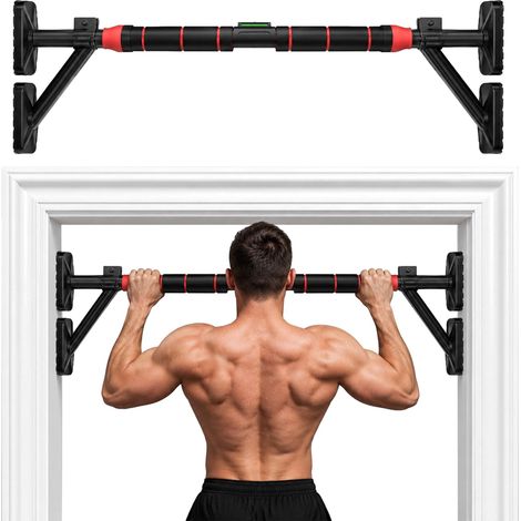 Adjustable Doorway Pull-Up Bar, 87-100 cm, Black/Red (1/5)