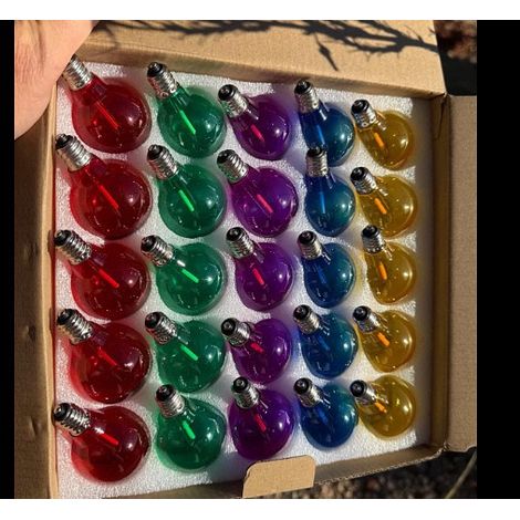 Ampoule LED couleur G40 E12 220V, lot 25 pièces verre multicolore pour guirlande lumineuse fête Noël jardin décoration (1/4)
