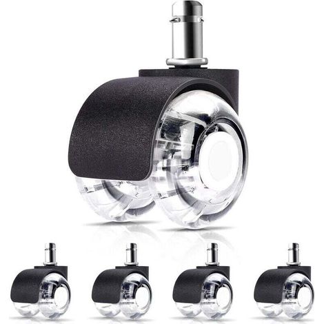 rotelle per sedia da ufficio 11 x 22 mm - Adatte a tutti i tipi di pavimento - Cuscinetti silenziosi a 360°, resistenti all'abrasione su pavimenti duri e tappeti - Ruote girevoli universali