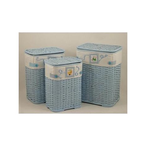 Porta bianco bamboo azzurro foderato ricamata