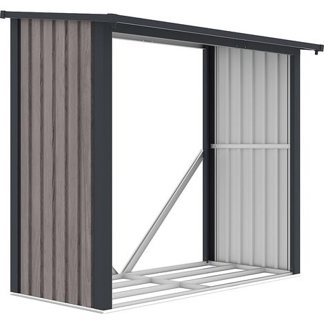 Vente-Unique – Abri à bûches en acier galvanisé effet bois 1,98 m³ – 2,5 stères – L182 x P89 x H156 cm – Pour stockage extérieur sécurisé