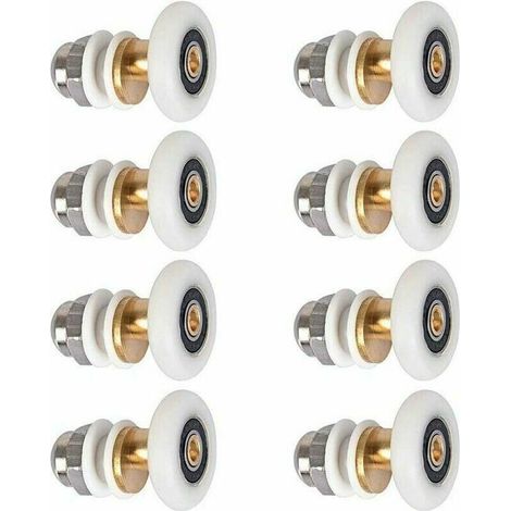 Ensemble de 8 roulettes de rechange 25 mm pour portes de douche coulissantes (1/4)