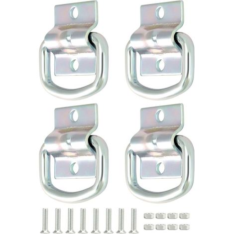 Lot de 4 Anneaux d'arrimage Robustes en D - Acier galvanisé - pour remorques, camions, Bateaux, Fixation de Kayak (1/4)