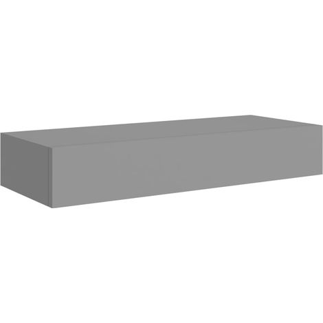 INLIFE Étagère à tiroir murale Gris 60x23,5x10 cm MDF (1/5)