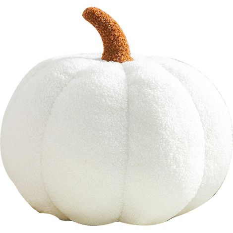 Halloween-Kürbis-Dekokissen – Weiches und flauschiges Kürbiskissen fürs Sofa – Niedliche Halloween-Dekoration – 28 cm – Weiß