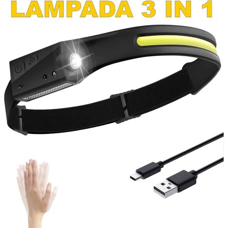 TORCIA LAMPADA FRONTALE 3 LED PILE RICARICABILE AUTO TESTA SPORT PESCA BICI 255 (1/4)
