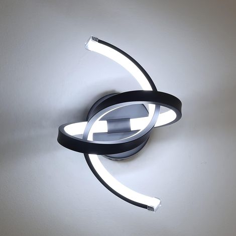 Applique Murale LED Interieur Moderne Noir, 16W Lampe de Murale Design Courbe en Acryliquel pour Chambre, Salon, Hôtel, Escalier, Allée, 6000K Blanc Froid (1/5)
