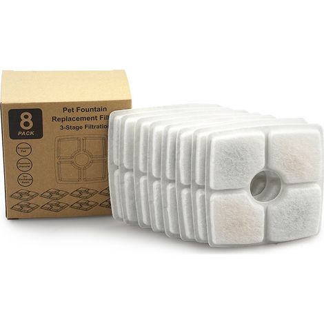 Cartouche, cartouche de distributeur d'eau pour animaux de compagnie, cartouche de charbon actif en résine filtre coton multi filtre cartouche de distributeur d'eau pour chats 12512510mm 6 pièces deux (1/4)