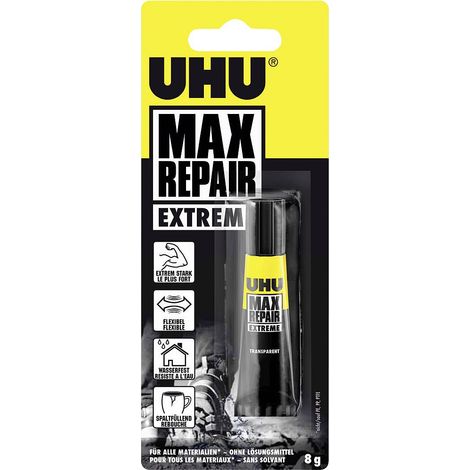 UHU Max Repair Power â€“ Extra starke und flexible Klebstoff, transparent, ideal fÃ¼r Schuhe, Gummi, Leder, Tube 8g (1/3)