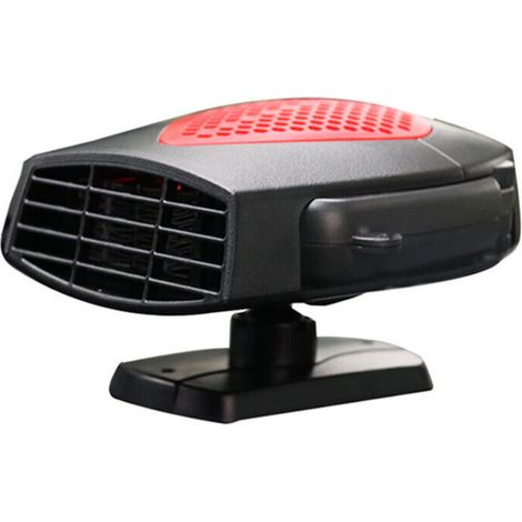 24v Chauffage de Voiture Allume Cigare 150w Portable Ventilateur électrique Souffleur d'air Chaud pour Voitures avec Prise Allume-Cigare avec désembuage Rotatif à 360 degrés (Noir + Rouge) (1/4)