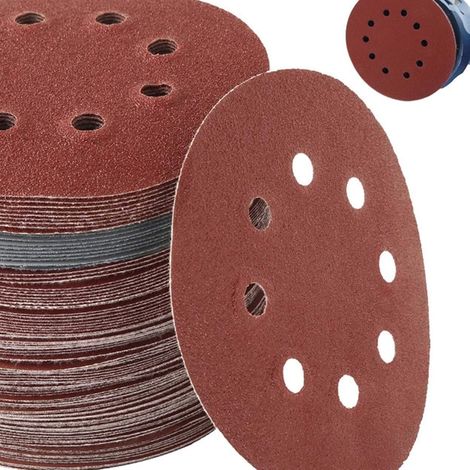 Schleifscheiben 125 mm, 30 Stück, Schleifscheiben mit Körnung 120, 8 Löcher für Exzenterschleifer (1/5)