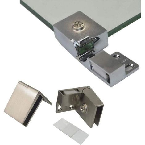 CSPARKV 1 paire de charnières de porte en verre sans cadre, armoires vitrées encastrées sur le côté, charnières de portes de douche, pièces de rechange pour armoires et portes en verre pour meubles (1/5)