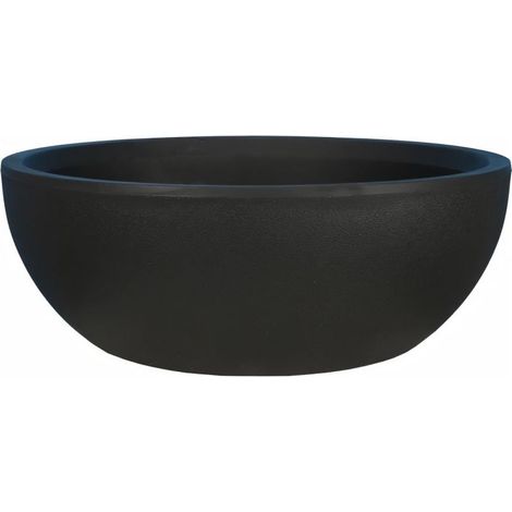 Jardinière ronde en plastique noir 40 cm – Capacité 12 litres – Pour plantes de taille moyenne – Finition moderne – (1/4)