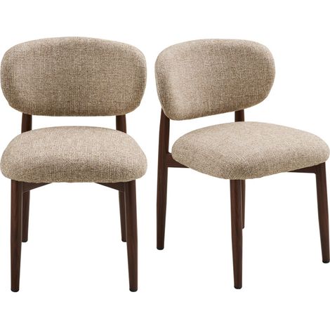 ALIS-Chaise en tissu beige pied foncé x2 (1/5)