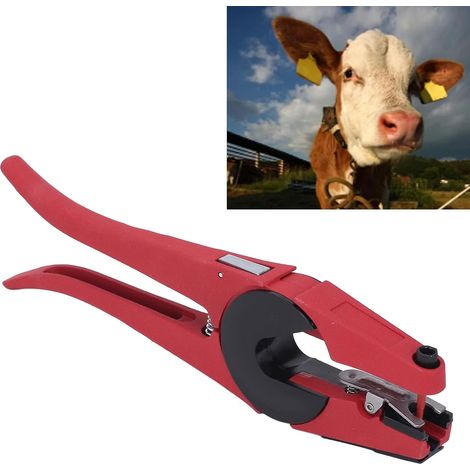 Pince pour étiquettes d'oreille pour bétail, applicateur universel pour étiquettes d'oreille pour bétail, pour animaux, bovins, porcs, chèvres, moutons, agneaux (1/5)